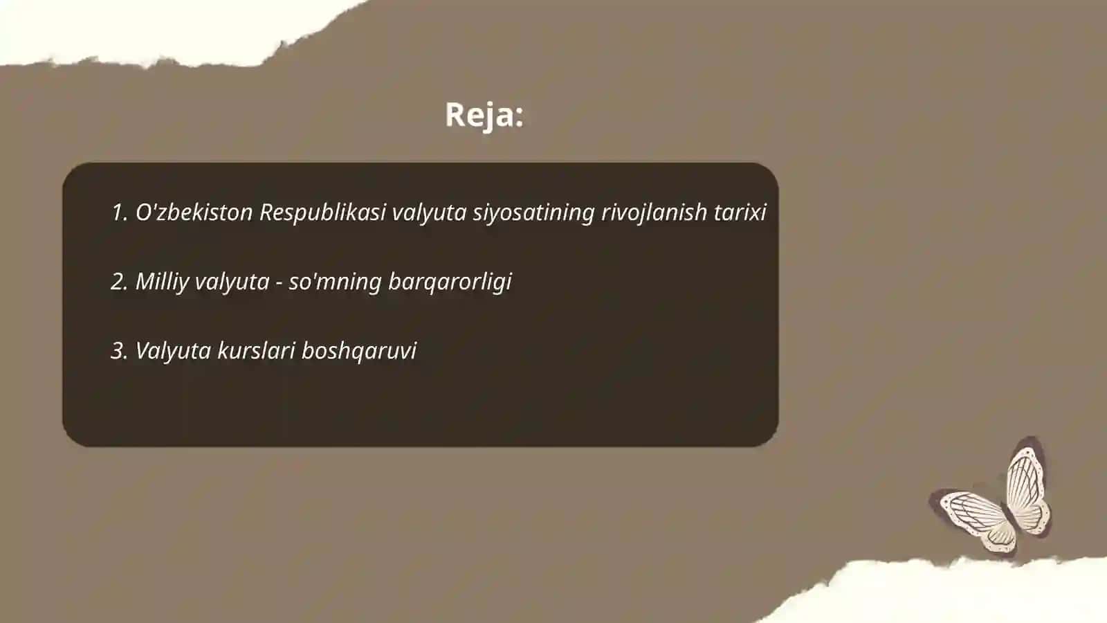 O'zbekiston Respublikasi valyuta siyosati 2