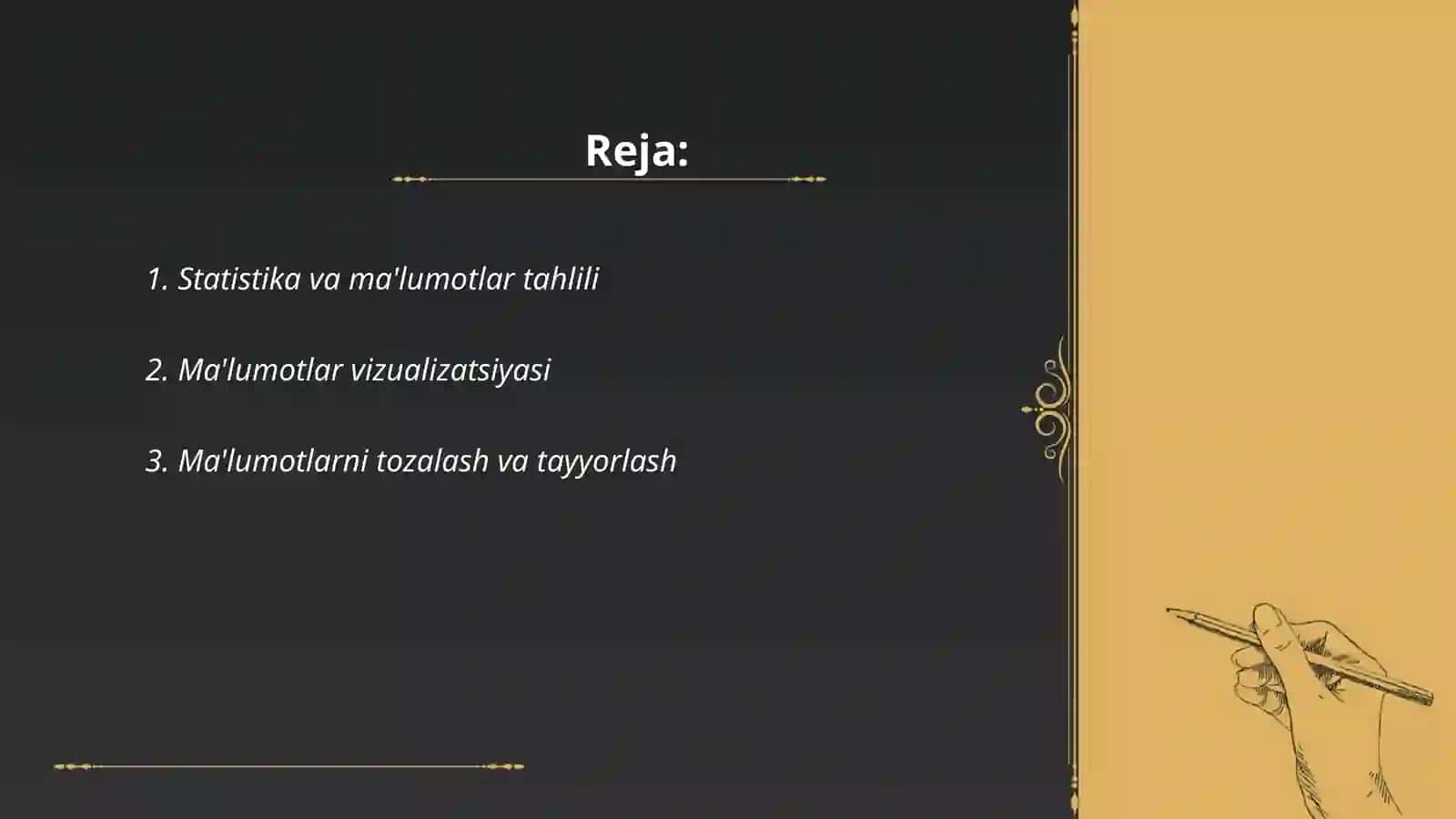 Statistika va ma'lumotlar tahlili 2