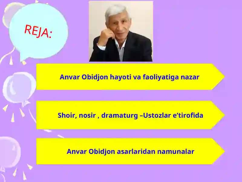 Anvar Obidjon hayoti va ijodi 2
