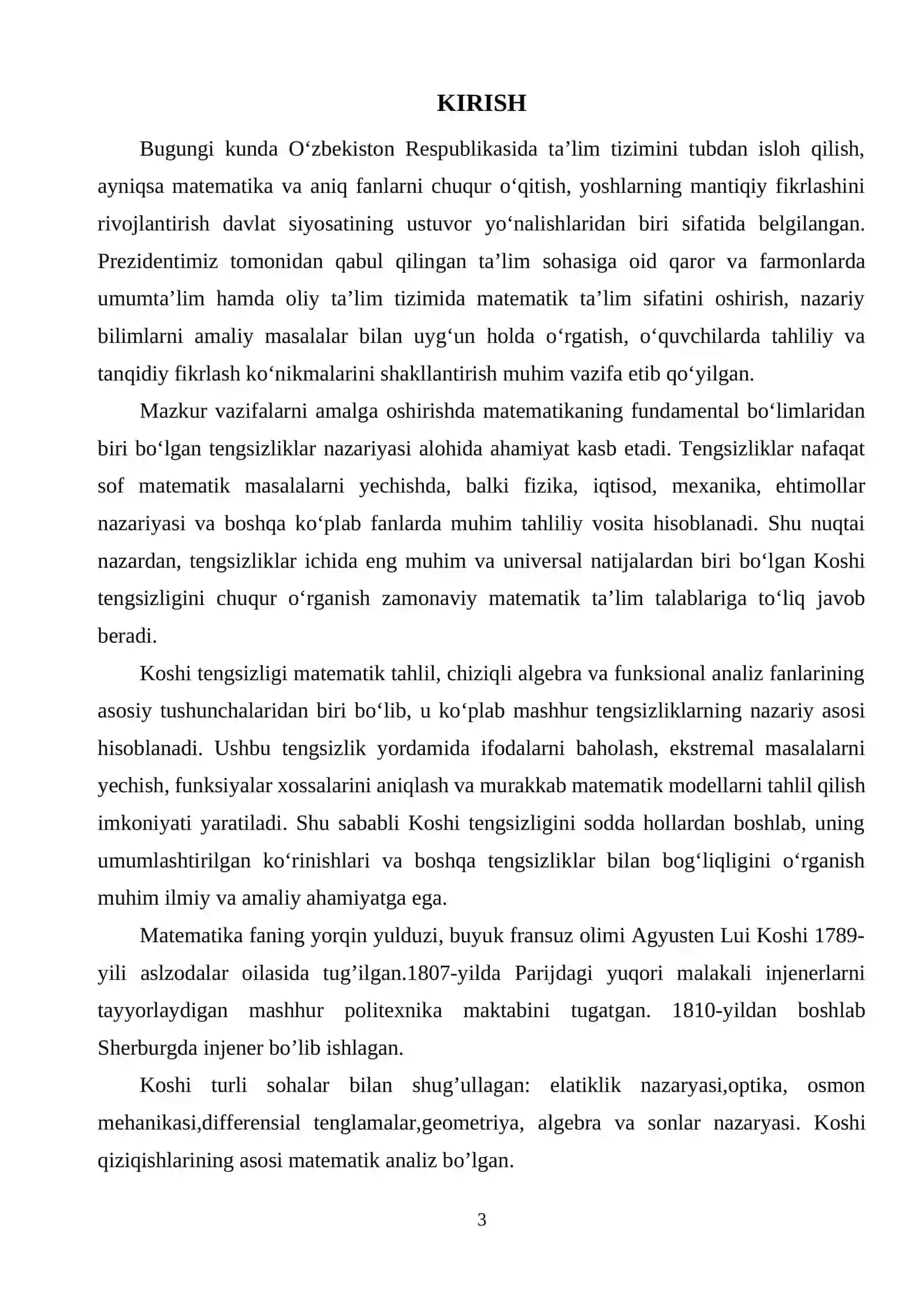 KOSHI TENGSIZLIGI 2