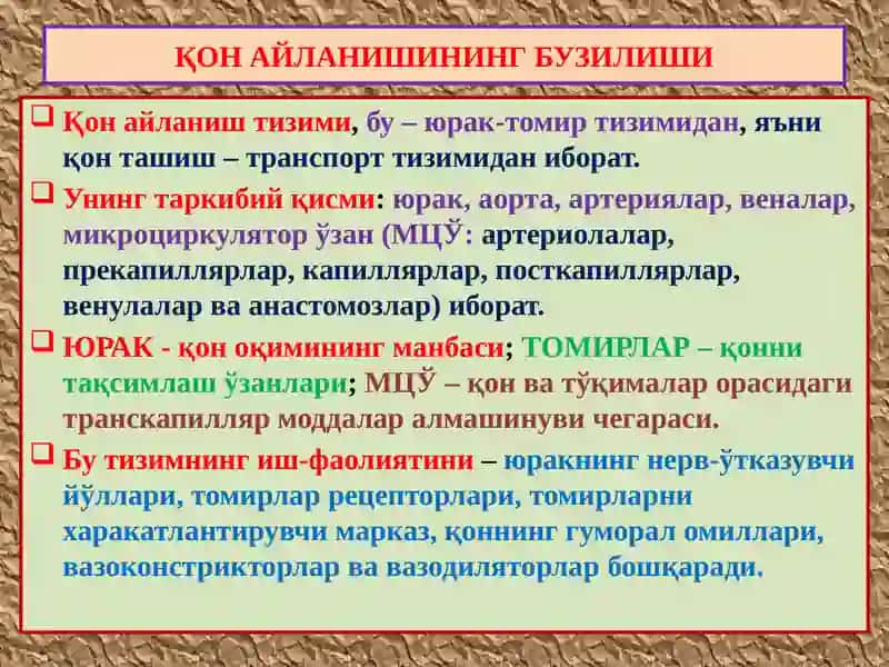 Қон айланишининг бузилиши. Артериал ва веноз тўлақонлик. Қон кетиши 2