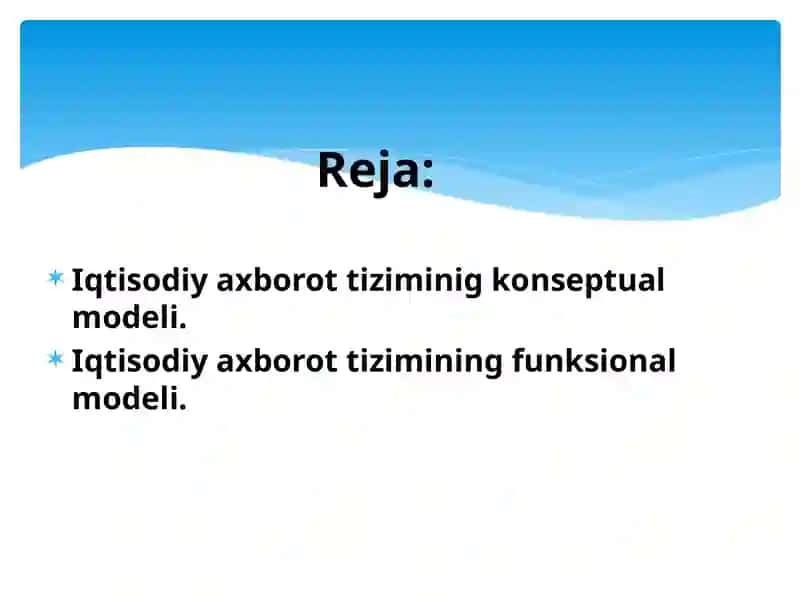 Iqtisodiy axborot tizimlarning konseptual va funksional modeli. 2
