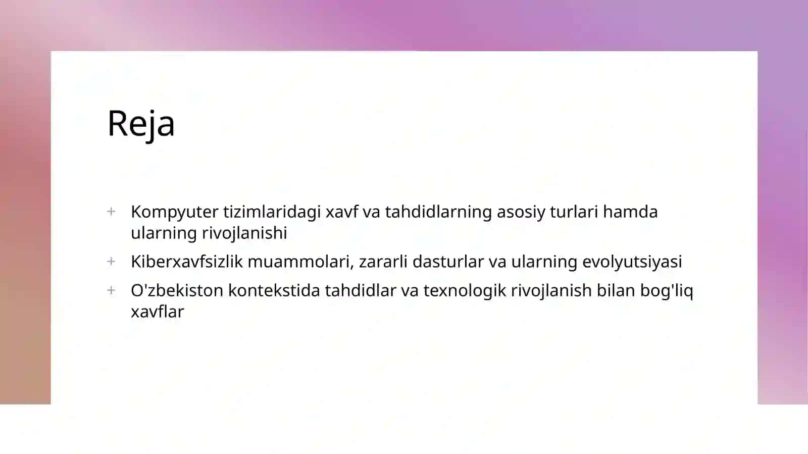 Kompyuter tizimlariga tahdidlar va ularni rivojlanish dinamikasi 2