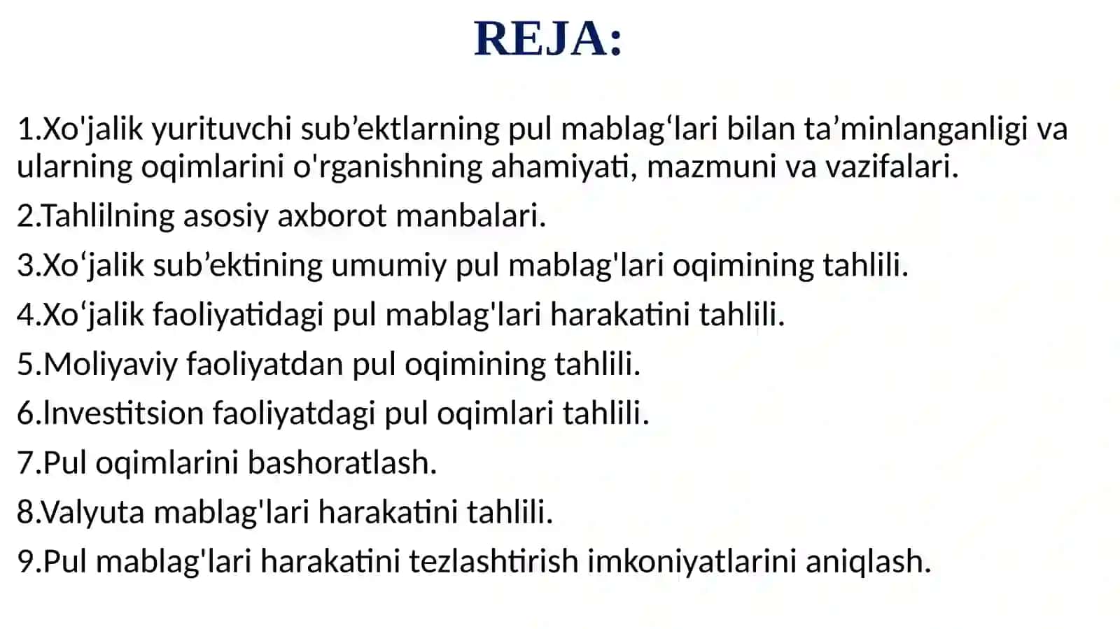 PUL OQIMLARI TAHLILI 2