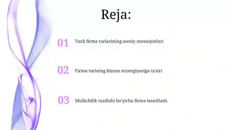 Turli firma turlarining asosiy xususiyatlari 2
