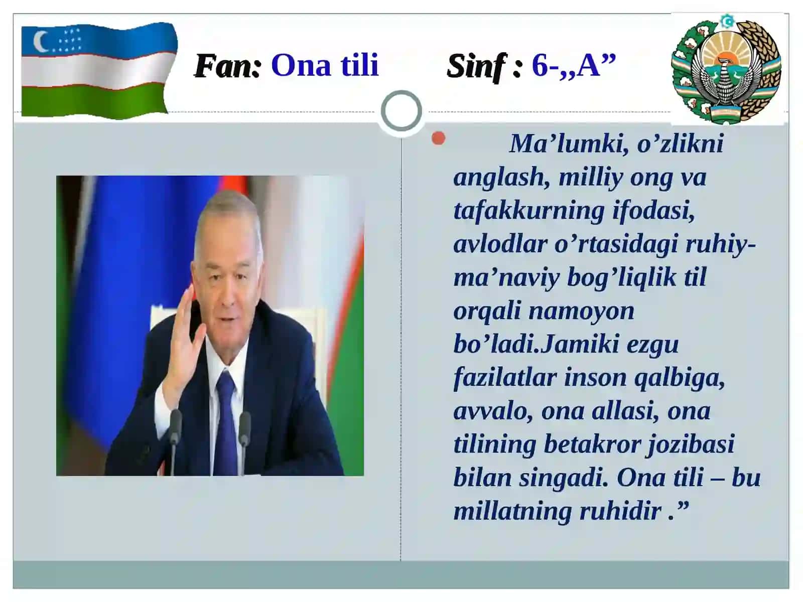 Orta ta'lim maktabi dars ishlanmasi 2