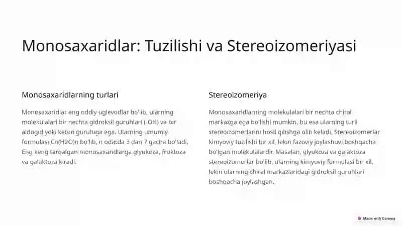 Uglevodlar: Kimyoviy Tuzilishi va Hossalari 2