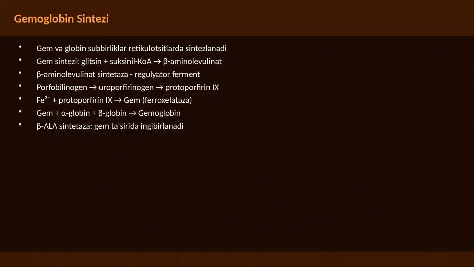 Temir Almashinuvi va Gemostaz 2