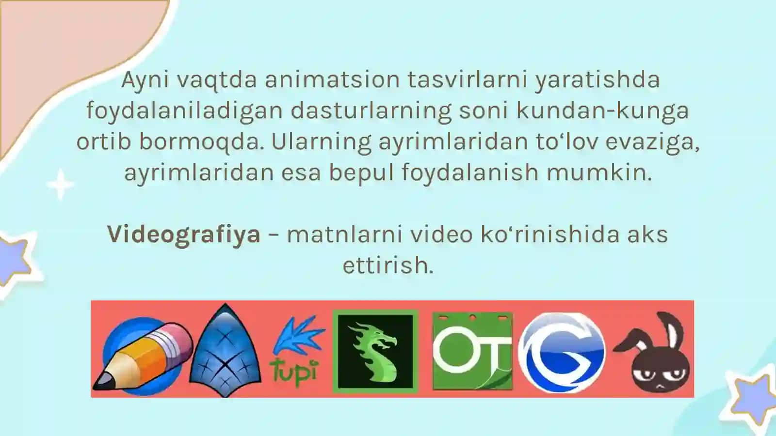ANIMATSION DASTURLAR VAULARNING IMKONIYATLARI 2