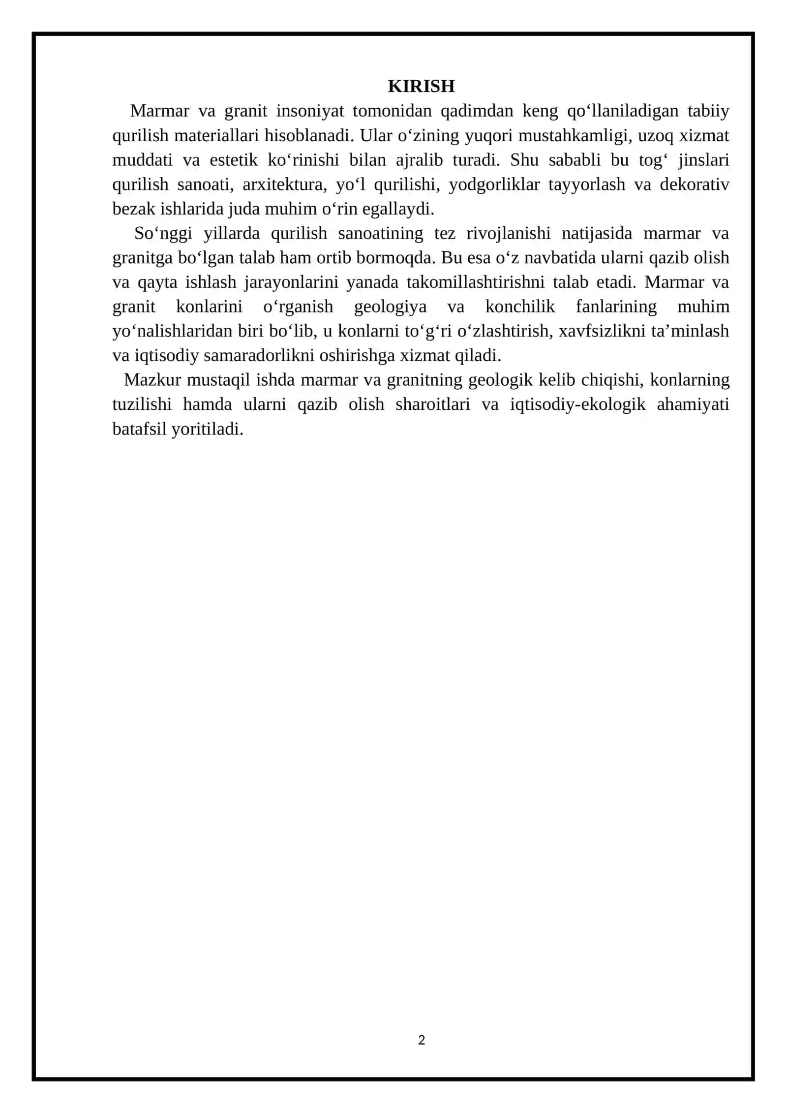 Marmar va granit konlarini o'rganish 2