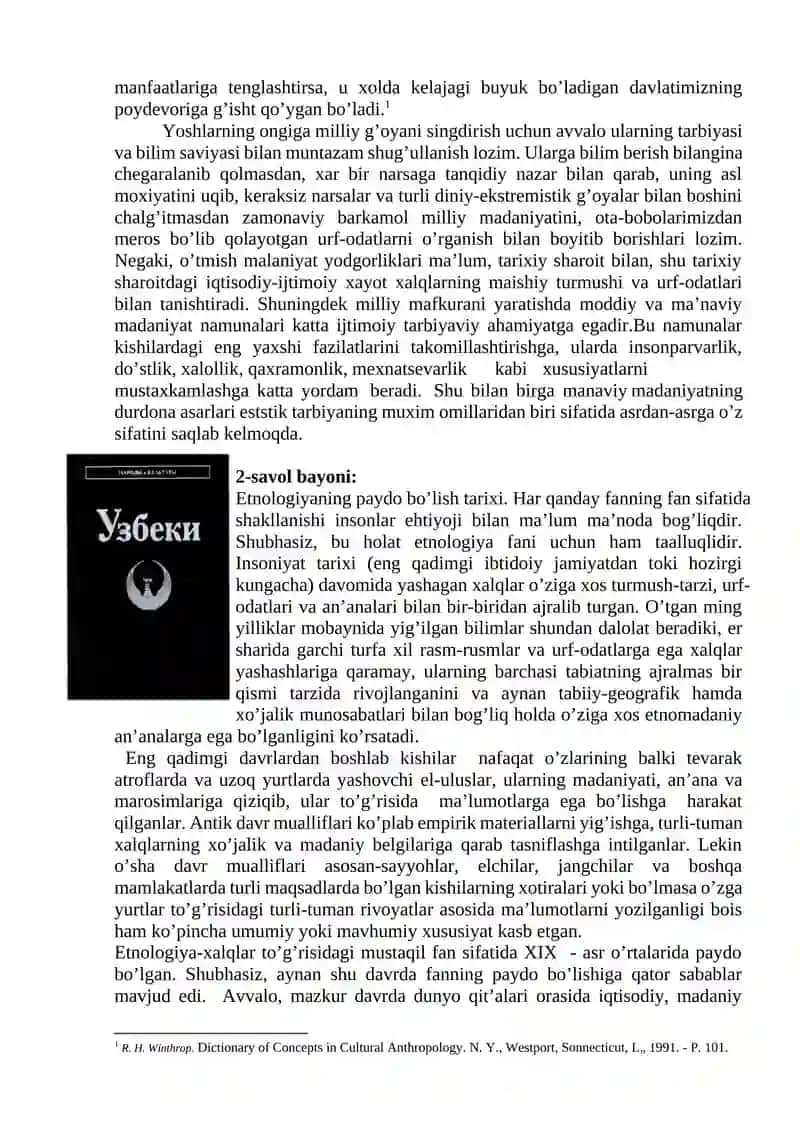 Etnologiya fanidan savollar 2