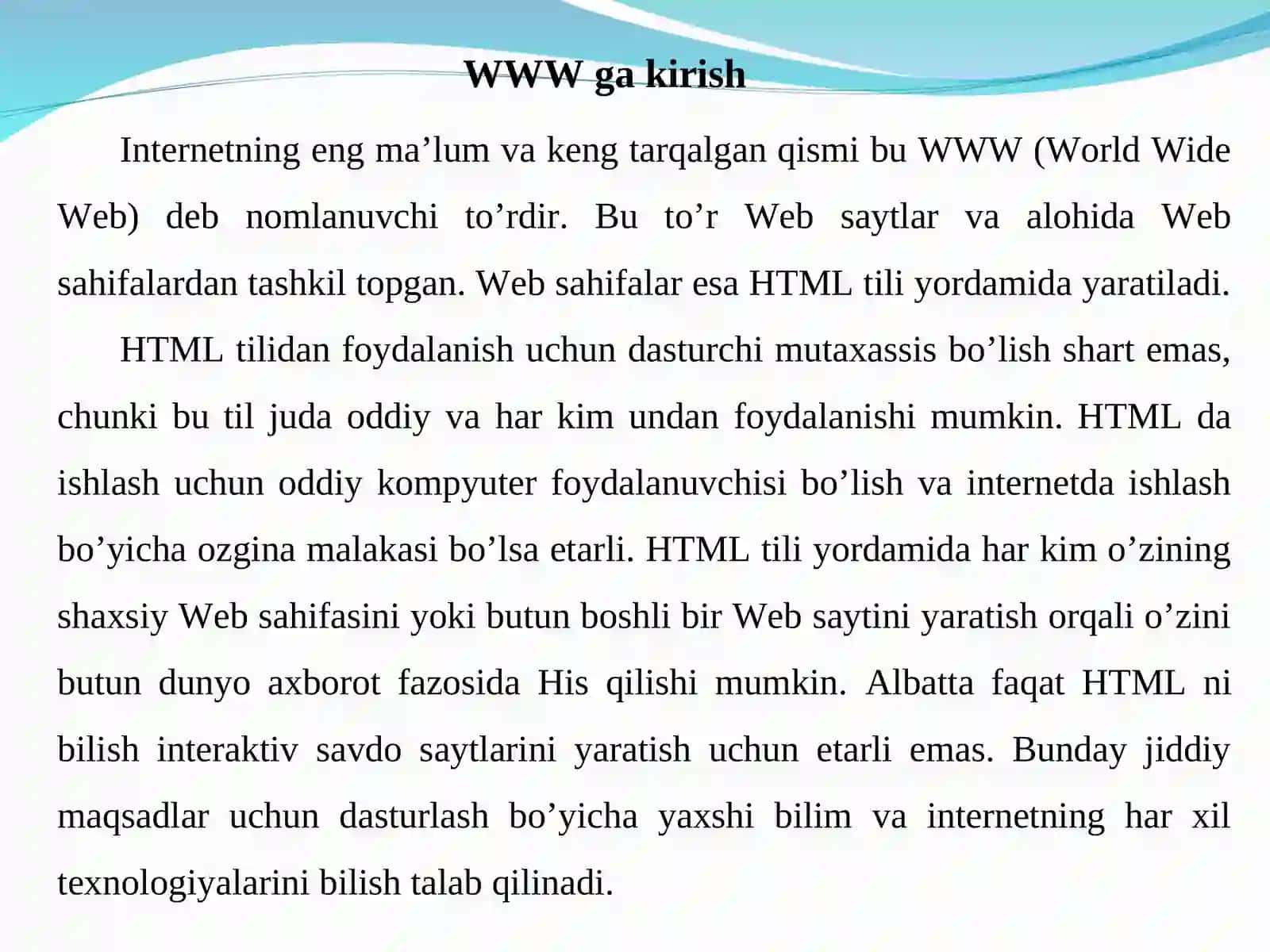 Maruza HTML tiliga kirish 2