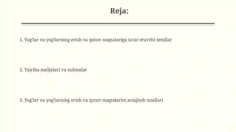 Yogʻlar va moylarning erish va qotish haroratini aniqlash 2