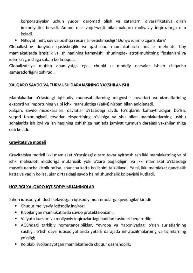 Jahon Iqtisodiyotning Globallashuvi 2