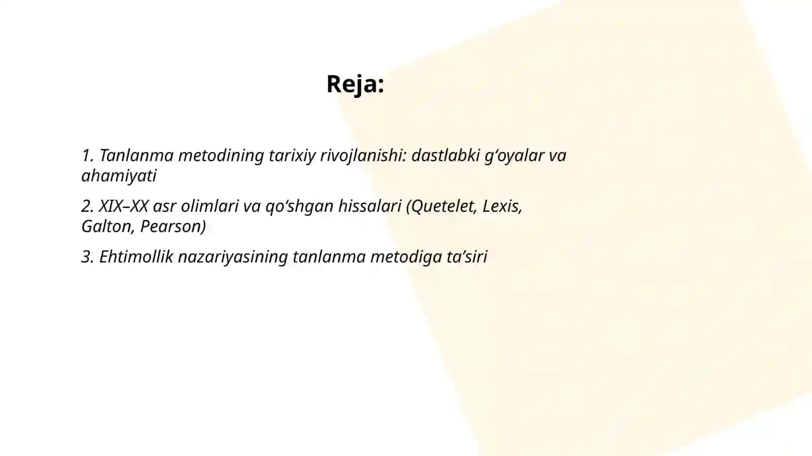 Tanlanma metodning tarixiy rivojlanishi 2