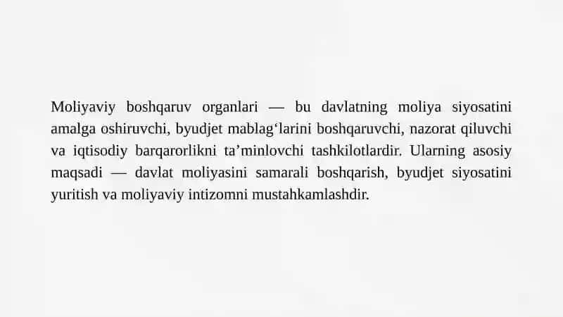 Moliyaviy Boshqaruv organlari. 2