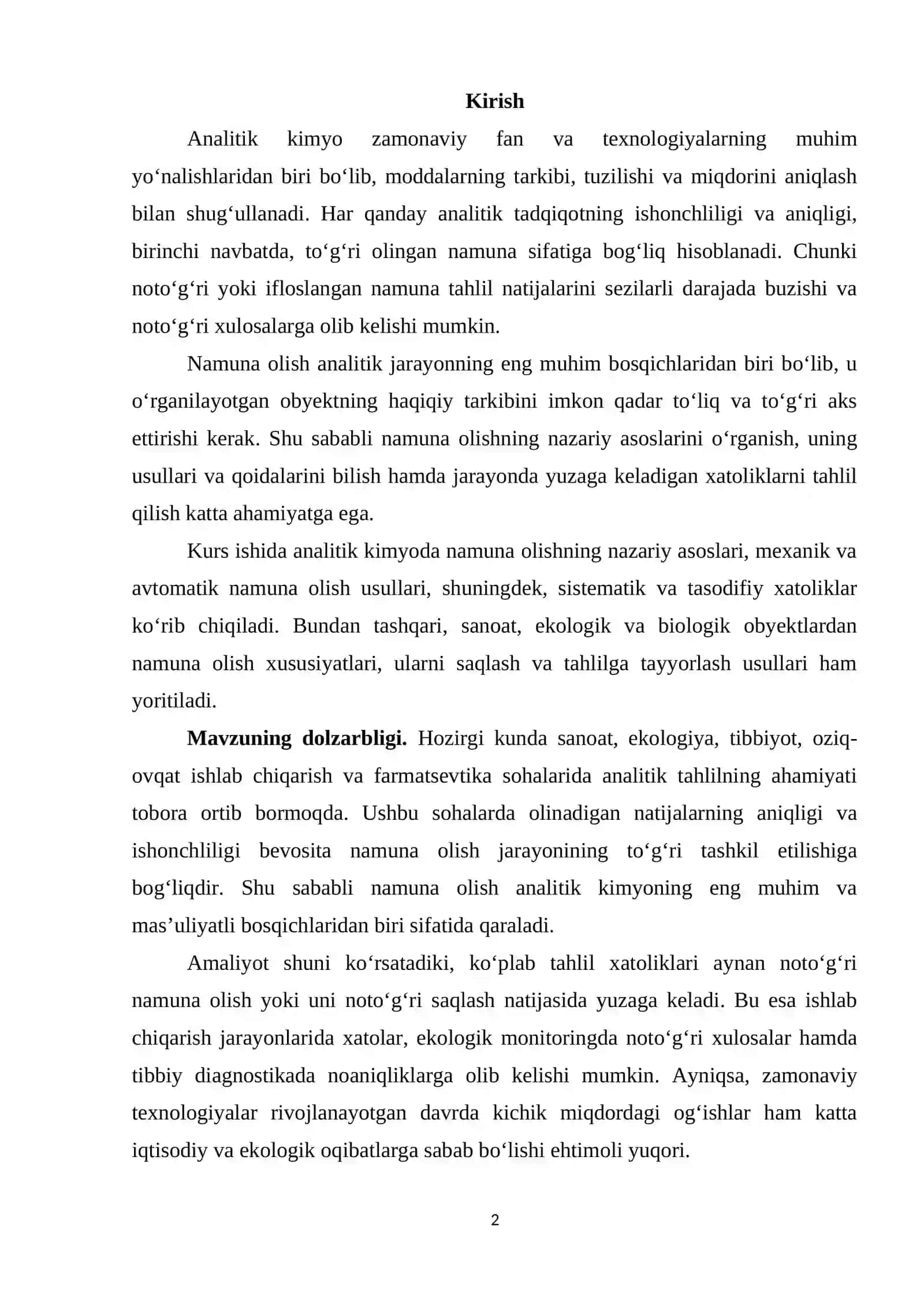 Analitik kimyoda namuna olishning nazariy asoslari 2