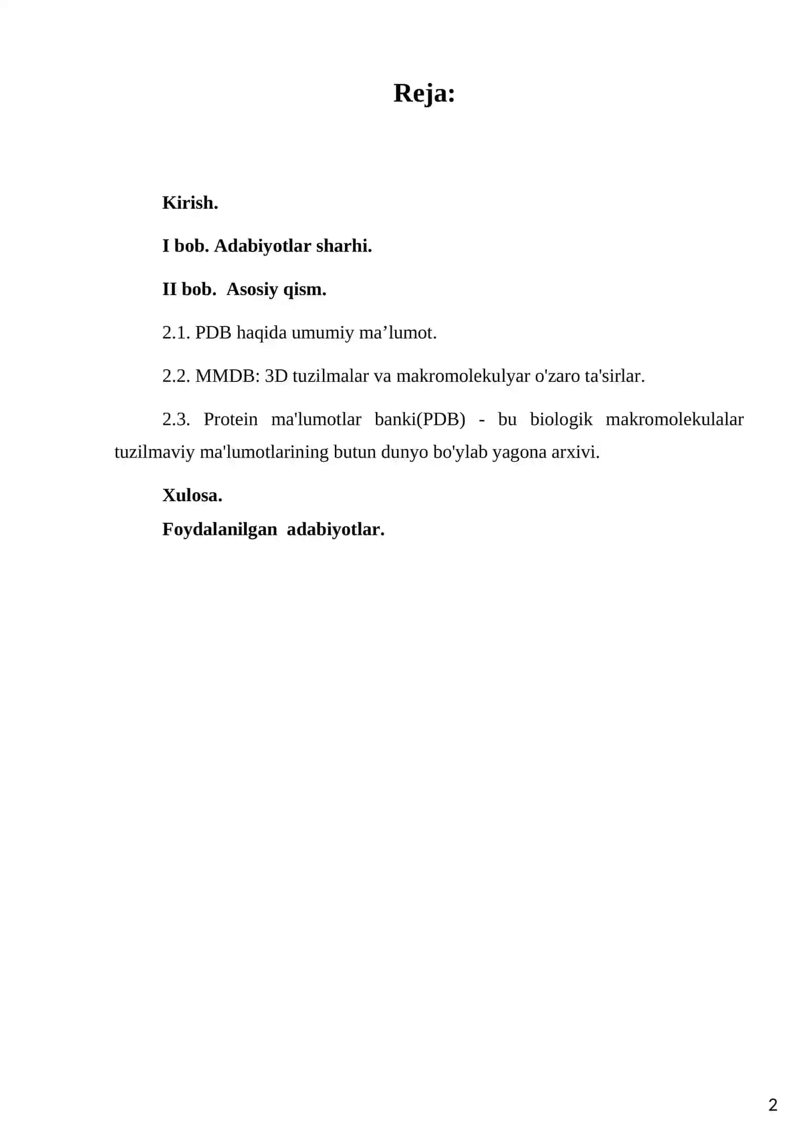 PDB-molekulalarni modellashtirish bo‘yicha ma‘lumotlar bazalari 2