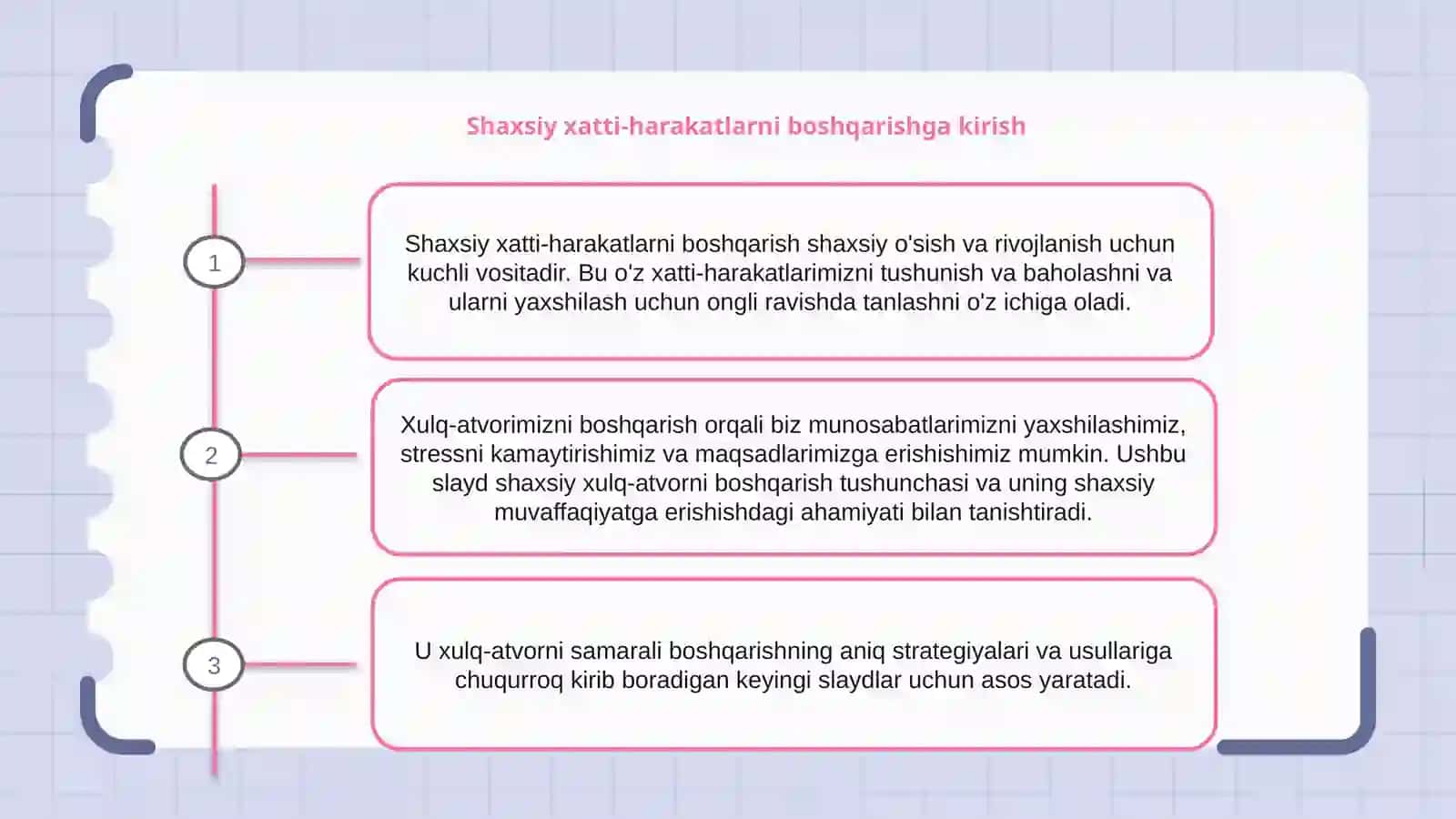 Shaxsiy xatti-harakatlarni boshqarish 2