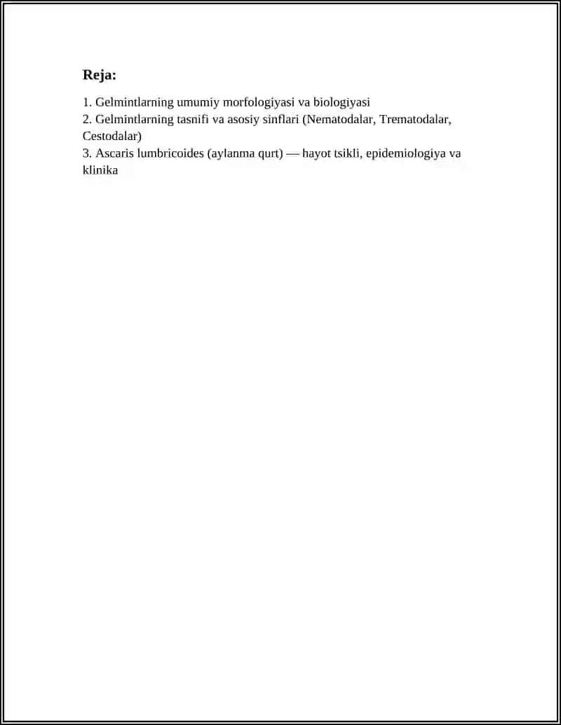 GEL'MINTLAR- ODAM PARAZITLARI 2