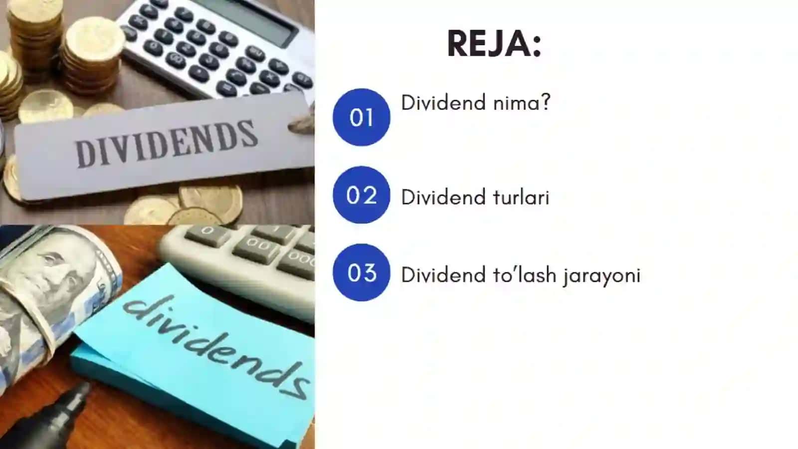 Dividend tushunchasi va uning turlari 2