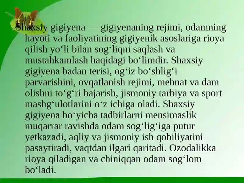 Kiyim-boshlar va oyoq kiyimlar gigiyenasi 2