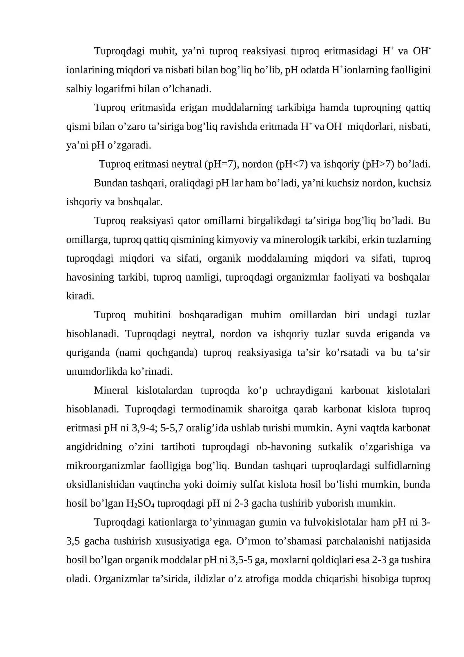Tuproqlarning ishqoriyligi, nordonligi va buferligi 2