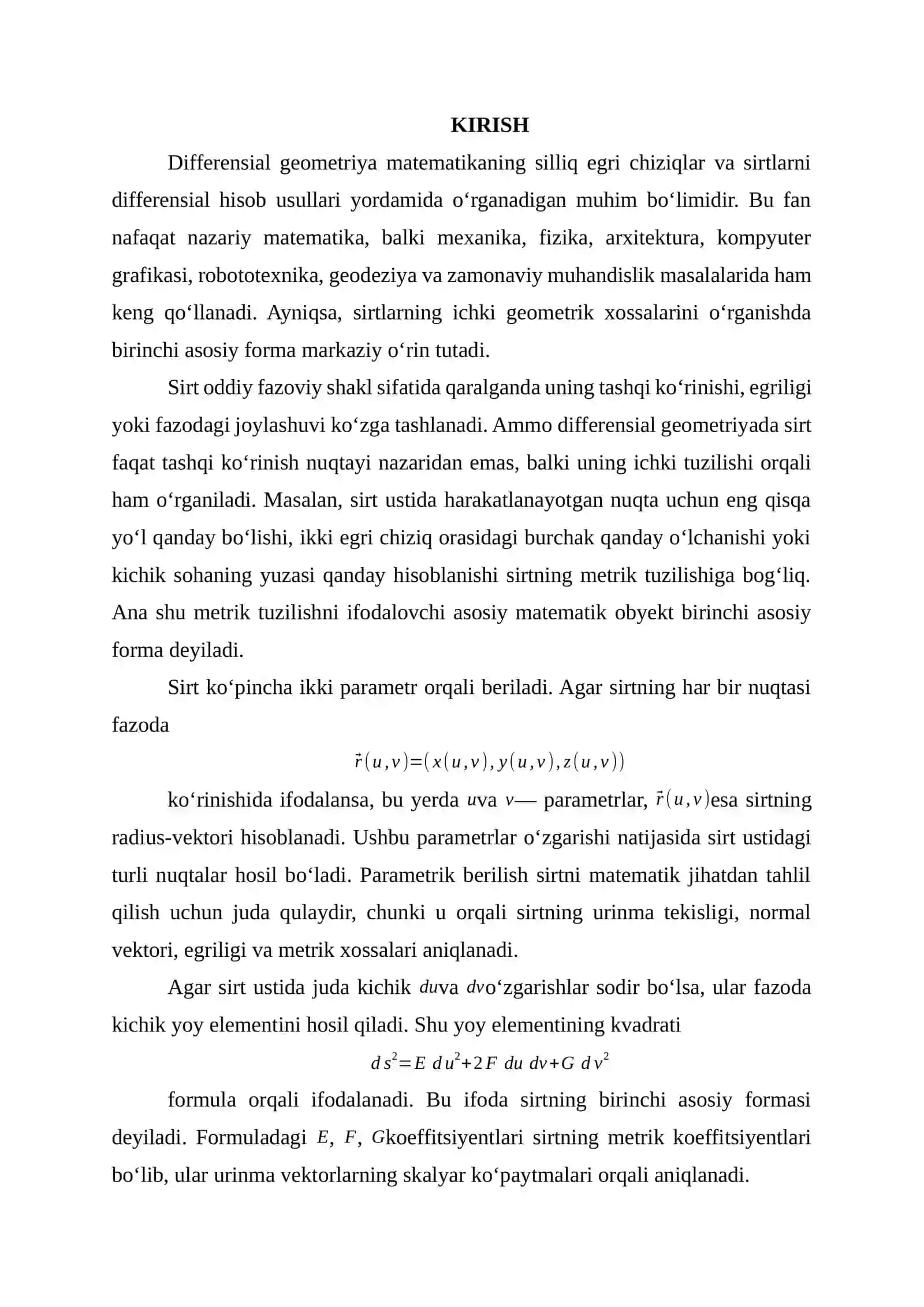 Sirtning birinchi asosiy formasi 2