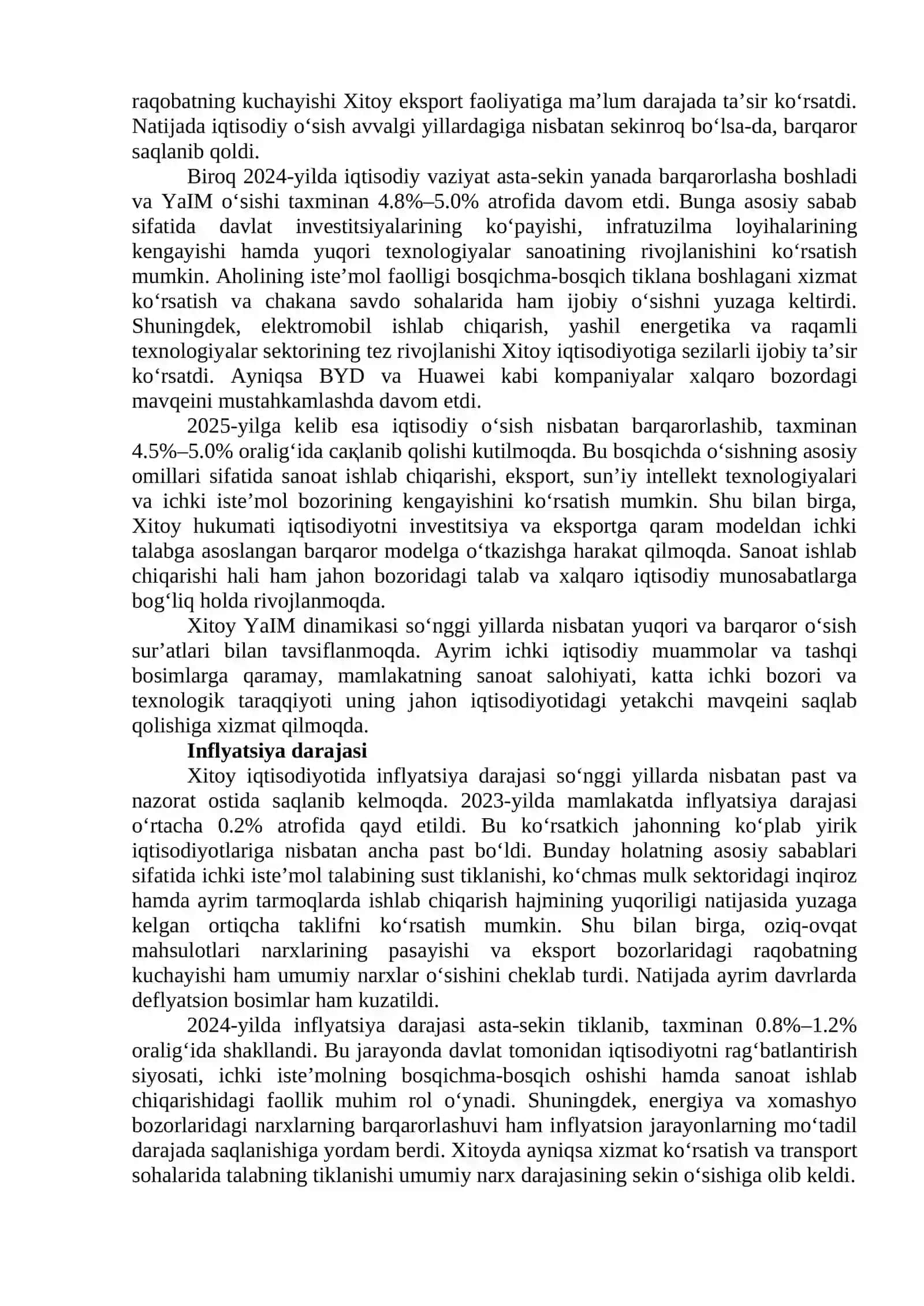 XITOY DAVLATINING IQTISODIY HOLATI TAHLILI Tezis 2