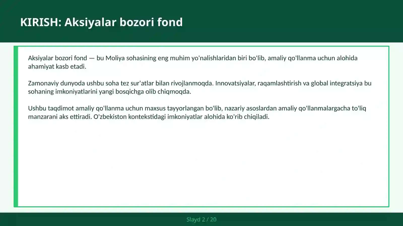 Aksiyalar bozori fond 2