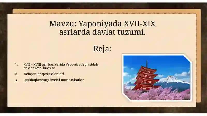 Yaponiyada XVII-XIX asrlardagi davlat tuzumi 2