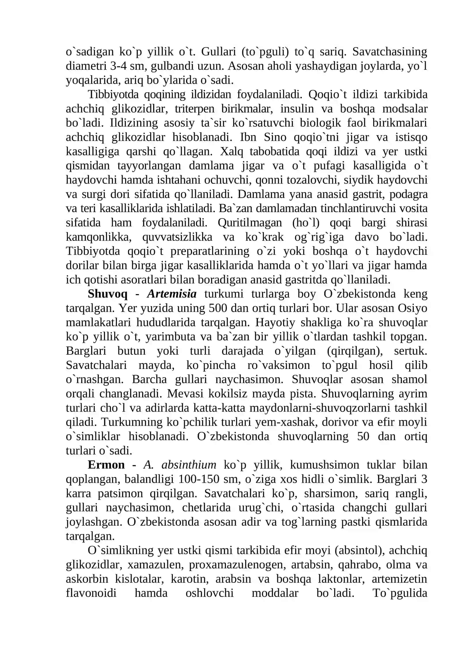 Qoqio`tdoshlar oilasi – Asteraceae 2