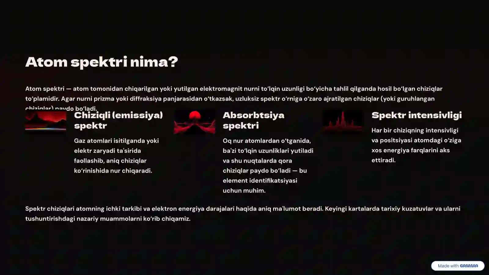 Atomning chiziqli spektri: Kirish 2