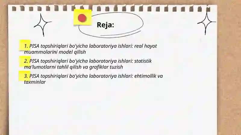PISA topshiriqlari bo'yicha laboratoriya ishlari 2