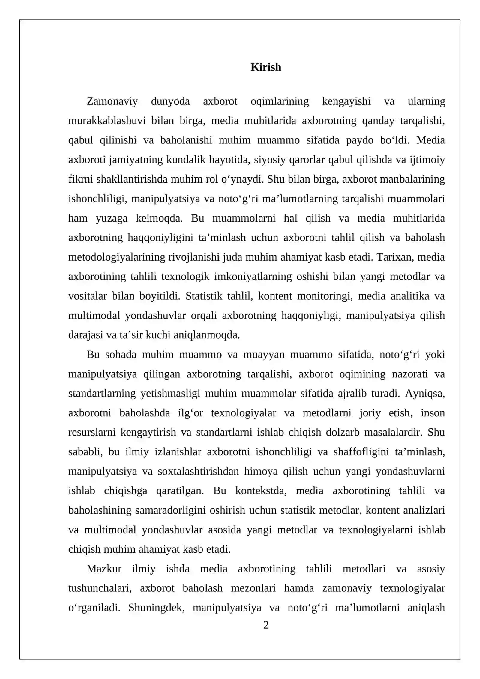 MEDIAVOSITALARIDA AXBOROTNING TAHLILI VA BAHOLANISHI 2