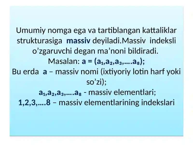 С/С++tilida massivlar bilan ishlash 2