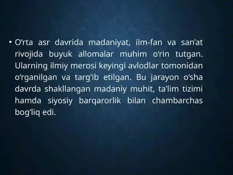 O‘rtaasr namoyandalarining targ‘ibetilishi 2