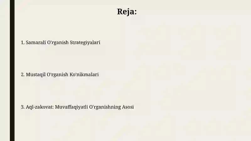 Samarali O'rganish Strategiyalari 2