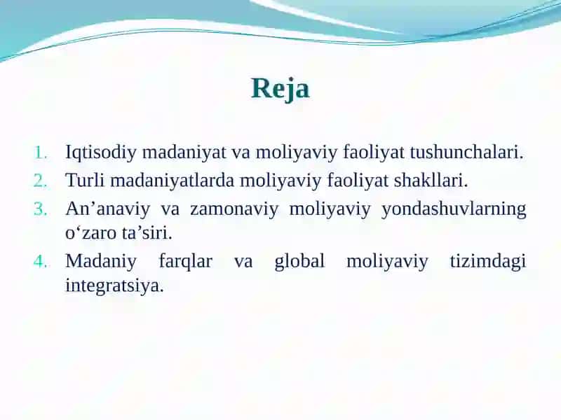 Moliyaviy faoliyatga o'xshash yondashuvlarning mavjudligi 2