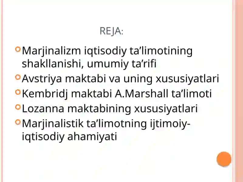 MARJINALIZM TA’LIMOTI VA NEOKLASSIK IQTISODIY 2
