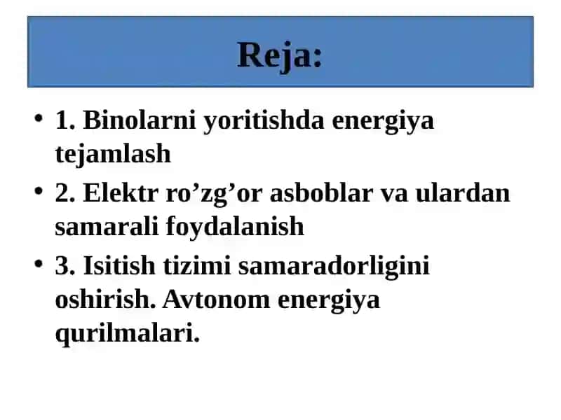 Maishiy energiyani tejamlash 2