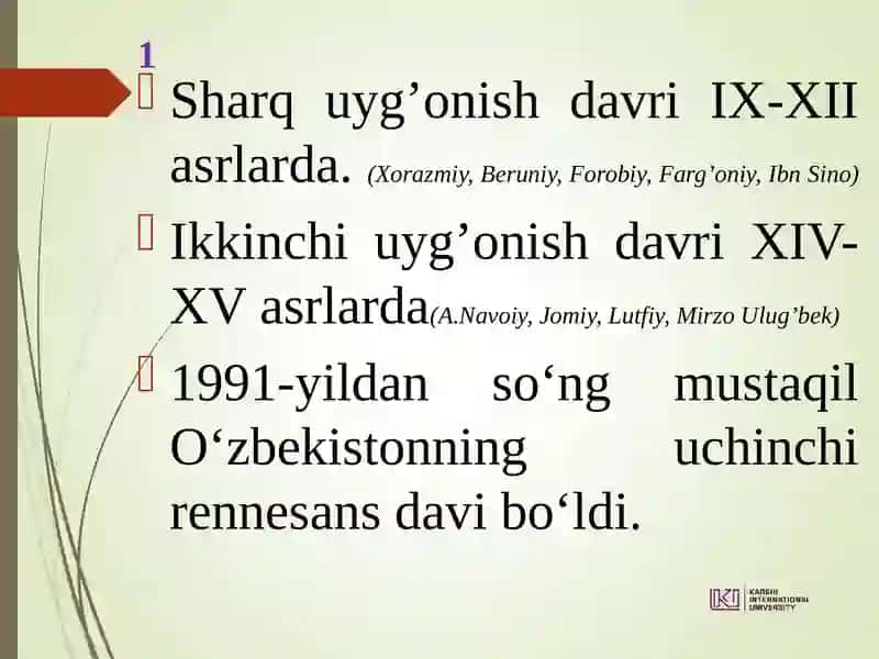 Mustaqillik yillarida ma'naviy vamadaniy taraqqiyot 2