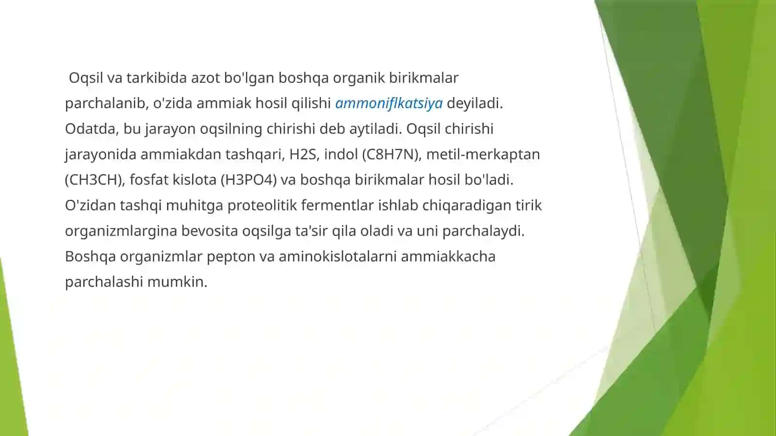 Ammonifikatsiya jarayoni 2