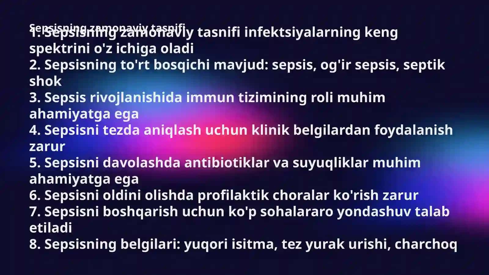 Sepsisning zamonaviy tasnifi 2
