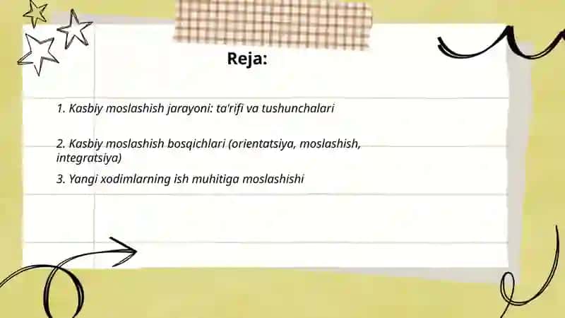 Kasbiy moslashish jarayoni 2