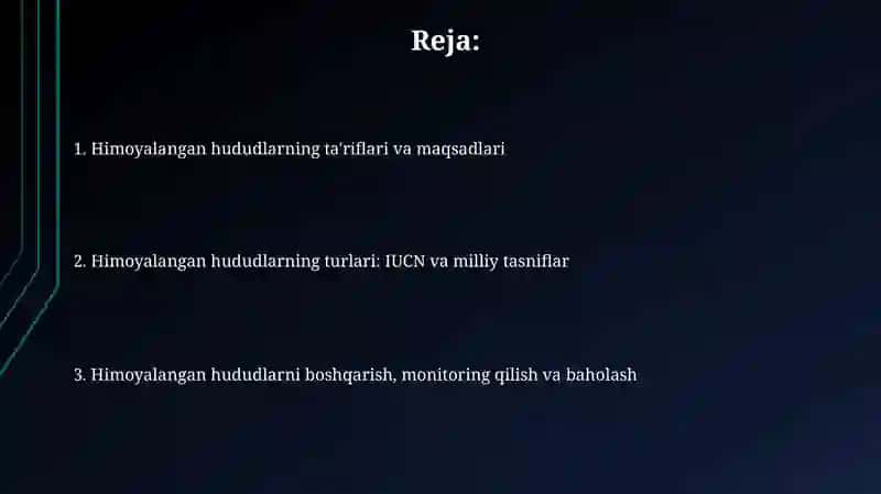 Himoyalangan yerlar turlari va tasnifi 2