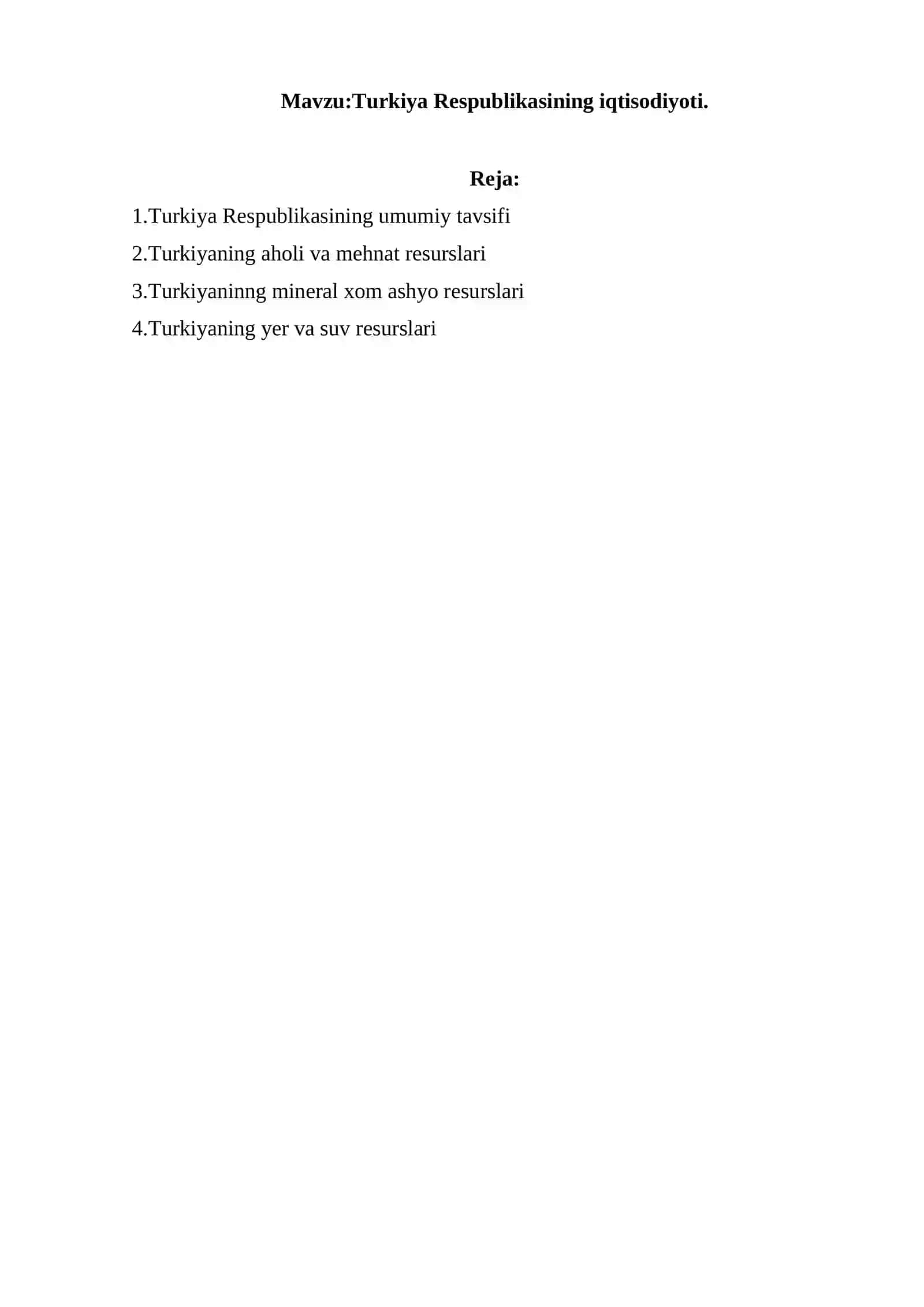Turkiya Respublikasining iqtisodiyoti 2