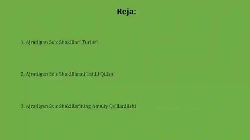 Ajratilgan So'z Shakillari Turlari 2