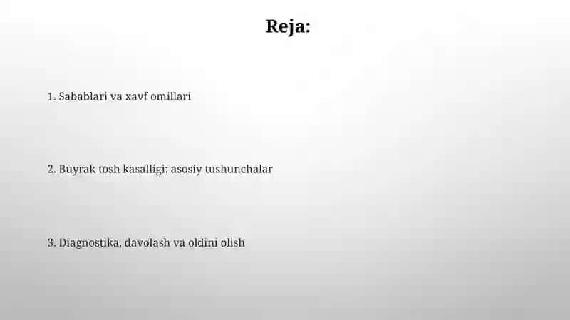 Buyrak tosh kasalliklari 2