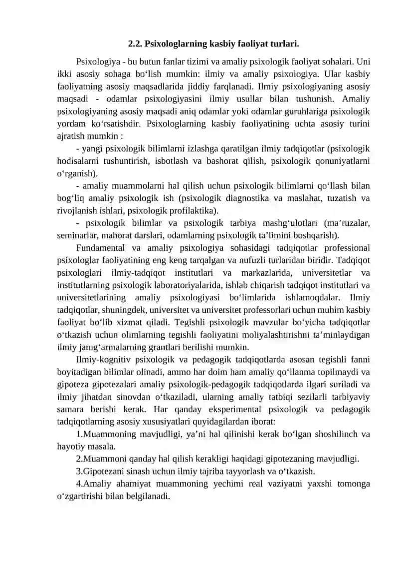 Psixologiya kasbiy faoliyat turlari 2